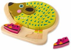 O-oops Happy Puzzle! - Zvířátkové dřevěné puzzle na desce 9ks (Varianta: Hedgehog)