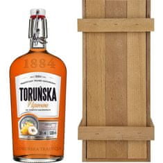 Toruńskie Wódki Kdoulový likér 0,5 l v dřevěném boxu | Tradycyjny Trunek Gatunkowy Toruńska Pigwowa | 500 ml | 36 % alkoholu