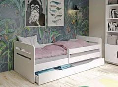 Kocot kids Dětská postel tomi bílá se šuplíkem, s matrací 180/80 (LTO_BI_18/8ZS_M) 2*Karton