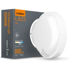 VIDEX Nástěnné svítidlo LED se Senzorem pohybu a soumraku 11W 880lm 5000K Studená bílá