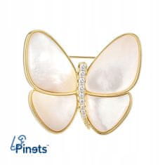 Pinets® Brož motýlek z perleti pozlacený 14K zlatem