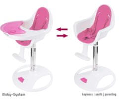 Moby System Vysoká otočná jídelní židlička FLORA - růžová