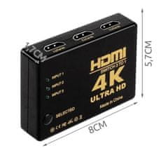 INTEREST HDMI 4K přepínač s dálkovým ovládáním.