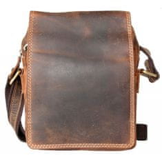 FLW Malá pánská taška z pevné kůže s popruhem přes rameno bez značek a nápisů