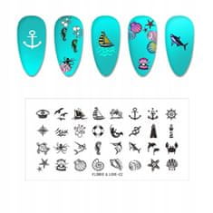 TOJATO Razítkovací deska, vzory na nehty, nail art, Léto, dovolená, Flower & Love - 02