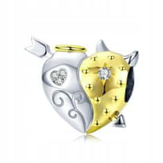 FRAISE Stříbrný přívěsek (charms) na náramek Srdce s kubickou zirkony Anděl a čert S925