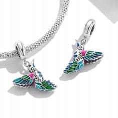 FRAISE Stříbrný přívěsek (charms) na náramek Barevný kolibřík S925