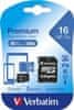 Verbatim SDHC 16GB micro paměťová karta PREMIUM UHS-I (U1) (45MB/s), V10, Class 10 + adapter
