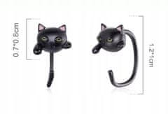 FRAISE Stříbrné náušnice černé kočky s ocasem S925