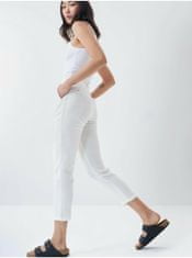 Salsa Collection Bílé dámské zkrácené kalhoty s příměsí lnu Salsa Jeans Chino 27/28