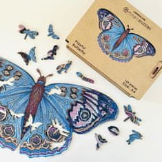 Lubiwood Dřevěné puzzle - Hravá motýlí skládačka A4 Premium Box 163 dílků