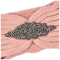 Delami Pohodlná pletená čelenka Kokala s ozdobným prvkem, růžová