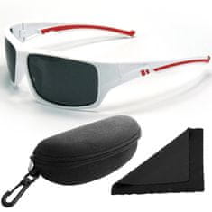 Polarized Brýle sluneční 247 - obroučky bílé-červené / skla tmavá / polarizační skla / pouzdro a utěrka