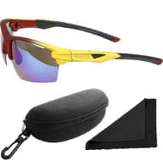 Polarized Brýle sluneční 255 - obroučky červené / skla modrá zrcadlová / polarizační skla / pouzdro a utěrka