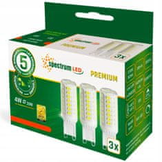 Spectrum 3x Stmívatelná LED žárovka G9 CAPSULE 4W = 33W 440lm 6000K Studená bílá