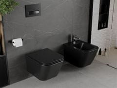 Mexen Madox závěsná wc mísa rimless včetně sedátka s slow, duroplast, černá mat (30154070)
