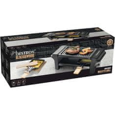 Bestron Bestron Raclette gril, mini gril pro 1 až 2 osoby, s pánvičkami 2 a špízy 2, 350 W, barva: černá / dřevo