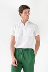 Magic Linen Lněná košile PORTLAND s krátkým rukávem v bílé barvě Velikost: L