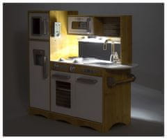 Mamabrum Dřevěná kuchyně XXL s LED osvětlením, zástěrou a příslušenstvím