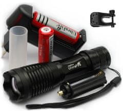 Ultrafire LED Nabíjecí baterka UltraFire ZOOM CREE XML 2000lm hliníková svítilna s čočkou + doplňky (bílé světlo)