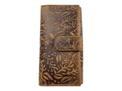 Wild Dámská kožená peněženka květiny - hnědá 732