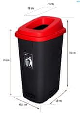 Plafor Odpadkový koš na tříděný odpad 90 l - červený, kov