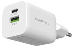 RhinoTech MINI Dual 33W nabíjecí adaptér USB-C + USB-A RTACC320, bílá