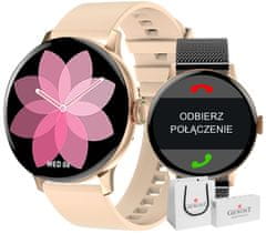 Giewont Dámské chytré hodinky Giewont GW330-4 Rose Gold-Pink Powder Silicone Strap + Black Bracelet