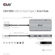 Club 3D Dokovací stanice 8v1 USB 3.2 typ C (2xHDMI, 2xUSB-A, RJ45, SD/ Micro SD USB Type-C female port), Triple Dynamic