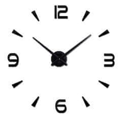 WOWO Velké nástěnné hodiny v černé barvě, průměr 80-120 cm, se 4 číslicemi