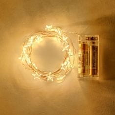 DecoLED DecoLED LED světelný řetěz na baterie - hvězdičky, teple bílá, 40 diod, 3,4 m