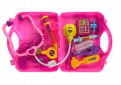 Lean-toys Sada malého doktorského kufru Růžový stetoskop