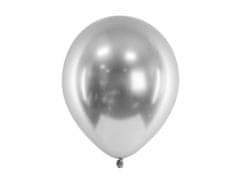 PartyDeco Saténové balónky stříbrné 30cm 50ks