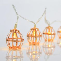 Eurolamp SA LED světelný řetěz se zlatými kovovými lucernami, barva teplá bílá, 10 ks