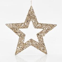 Eurolamp SA Hvězda, zlatá s glitry, 45 cm