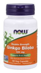 NOW Foods Ginkgo Biloba Double Strenght, 120 mg, 50 rostlinných kapslí
