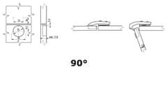 GTV Závěs Nábytkový Úhlový Paralelní 90° KT90H2-ZE