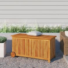 shumee Zahradní úložný box s kolečky 113 x 50 x 58 cm masivní akácie