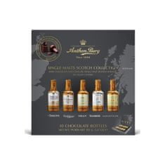 Anthon Berg Výběr dánských čokolád s náplní z jednosladové skotské whisky "Single Malts Scotch Collection | Tmavá čokoláda s pravou jednosladovou skotskou whisky v tekutém středu" 155g Anthon Berg