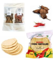 LaProve DuoPack Smoked Chipotle - Chilli Del Arbol 100g with 10 real Mexican tortillas with nixtamal for authentic mexican dish.