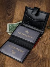 Rovicky Barevná pánská vertikální peněženka se zapínáním, RFID přírodní kůže