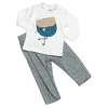 Set tričko s dlouhým rukávem a kalhoty, bílá/šedá, 86