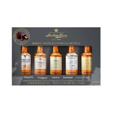 Anthon Berg Výběr dánských čokolád s náplní z jednosladové skotské whisky "Single Malts Scotch Collection | Tmavá čokoláda s pravou jednosladovou skotskou whisky v tekutém středu" 78g Anthon Berg