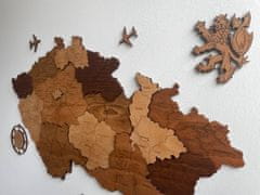 Lase it 3D nástěnná mapa České republiky, dřevěná, lakovaná. Rozměr: XS- šířka 60 cm