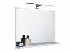DOMTECH Bílé zrcadlo s nástěnným LED svítidlem do koupelny