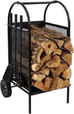 TURBO Fan Krbové nářadí s vozíkem na dřevo s krbovým nářadím 81 x 42 x 37 cm