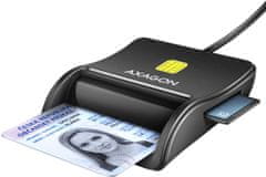 AXAGON CRE-SM3SD, USB-A FlatReader 4-slot čtečka Smart card (eObčanka) + SD/microSD/SIM, kabel 1.3 m