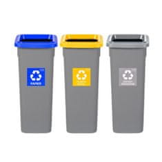 Plafor Odpadkové koše na tříděný odpad Fit Bin gray 3 x 20 l, plast, papír, směsný odpad