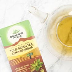 Organic India Tulsi se zeleným čajem a ašvagandou BIO, 25 sáčků