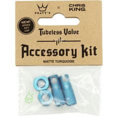 Peaty's Čepičky X Chris King MK2 Tubeless Valves Accessory Kit - 1 pár, tyrkysová